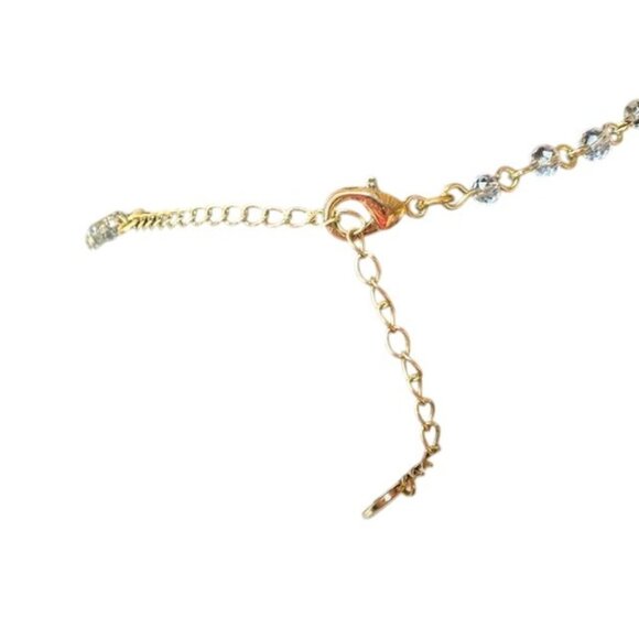 Gold-Tone Chain Necklace With Faceted Crystal Pendant & Lobster Clasp - Picture 4 of 5